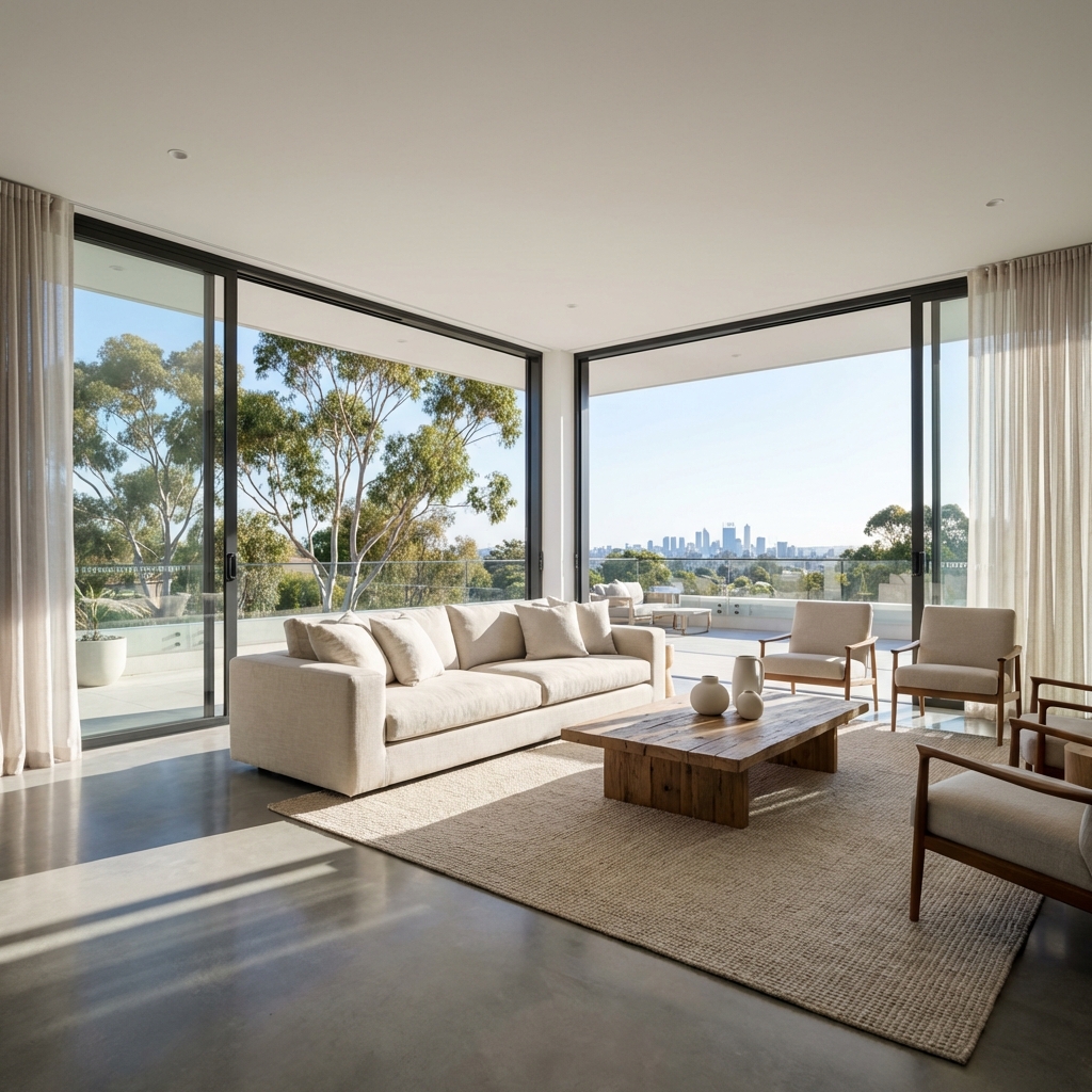 Pristine modern living room in Perth available for cleaning services